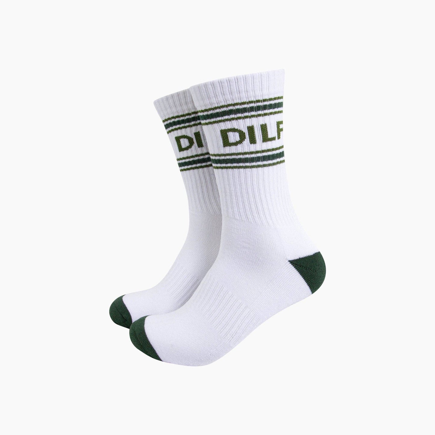 DILF Organic Cotton Sports Socks in White | Funny Socks for Men