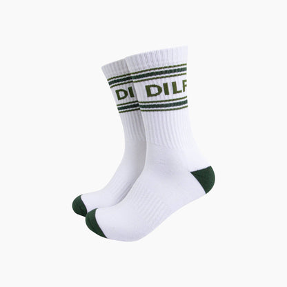 DILF Organic Cotton Sports Socks in White | Funny Socks for Men