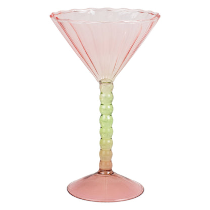 Pink & Green Bobbin Coupe Cocktail Glasses Set of 2 | Colourful Cocktail Glassware