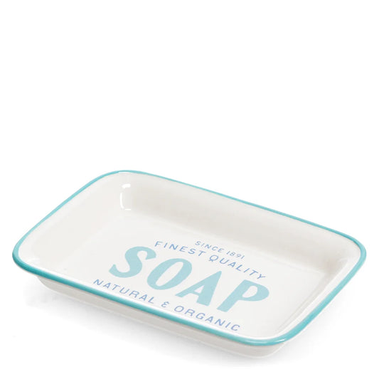 Vintage Style Ceramic Soap Dish | Teal & White Soap Dish, Bathroom Decor, Classic Bathroom Gift