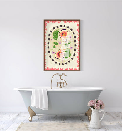 Fig with border Art print | Fruit home decor