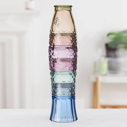Rainbow Fish Stacking Glasses | Set of 4 Ombre Drinking Tumblers