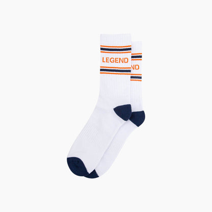 Legend Organic Cotton Sports Socks | White Slogan Socks for Men, UK 7-11