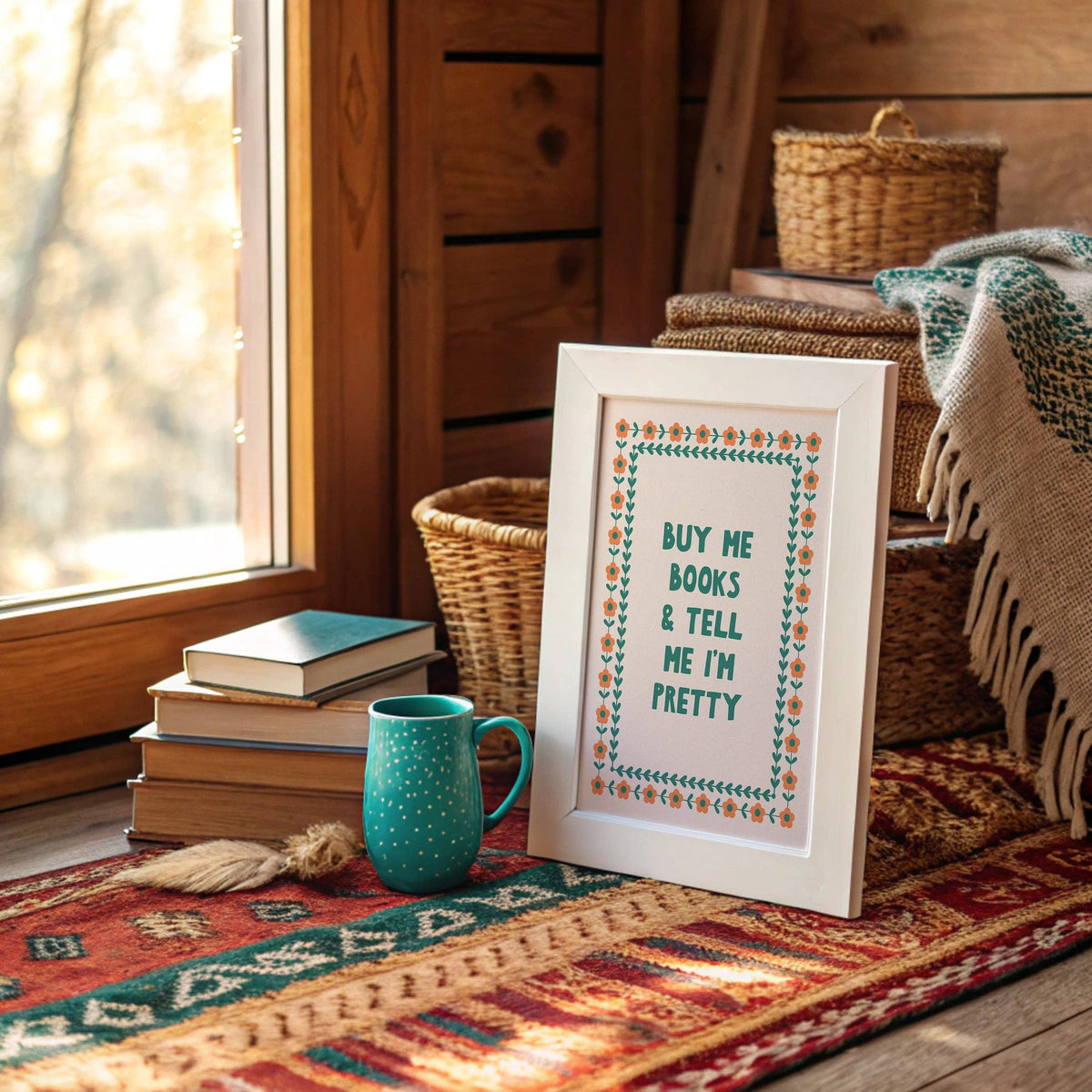 Buy Me Books and Tell Me I'm Pretty | A4 Art Print, Wall Art for Book Lovers