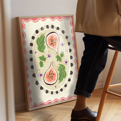 Fig with border Art print | Fruit home decor