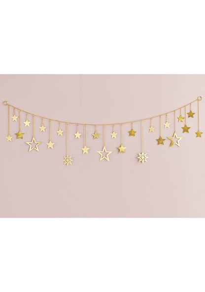 Gold Star Chain Garland | Handcrafted Iron Star Garland