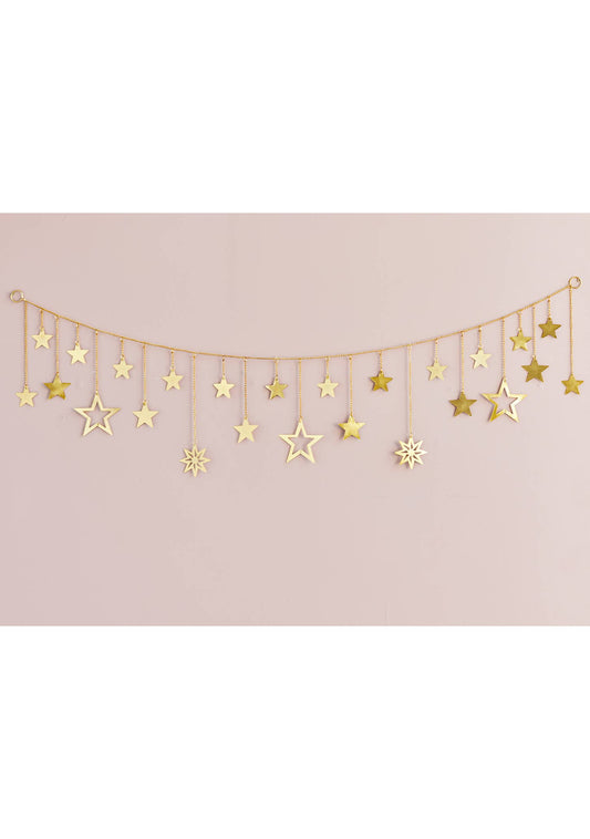 Gold Star Chain Garland | Handcrafted Iron Star Garland