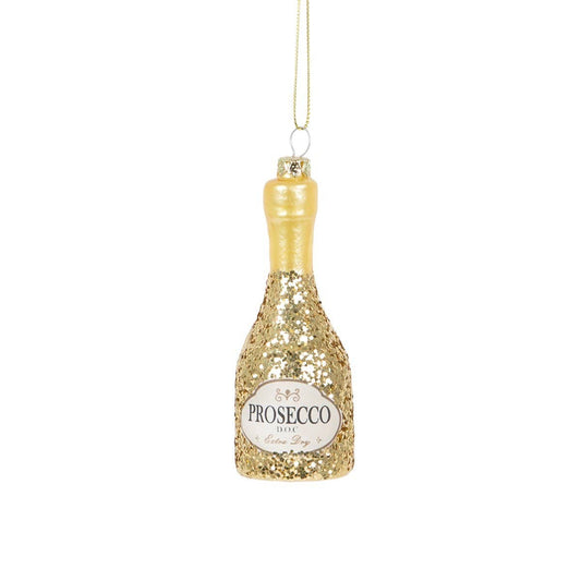 Glitter Prosecco Bottle Bauble | Party Christmas Decoration
