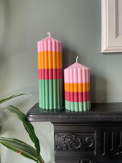 Olga ribbed pillar candle