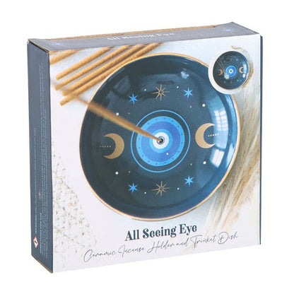 Blue All Seeing Eye Incense Holder Plate | Mystical Home Décor