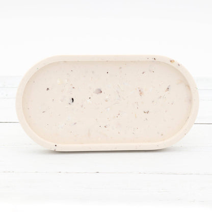 Oyster Shell Jesmonite Oval Tray | Handmade Home Decor