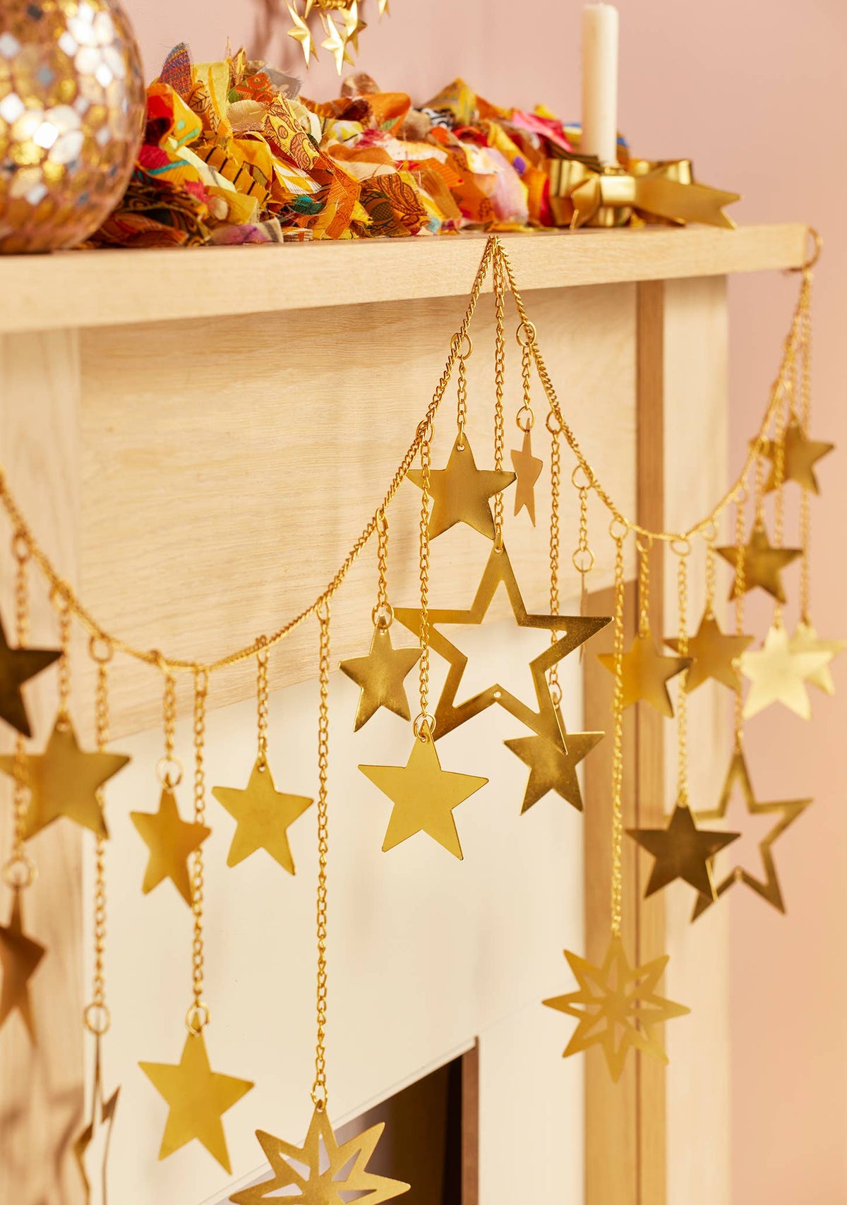 Gold Star Chain Garland | Handcrafted Iron Star Garland