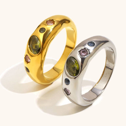 Multi Stone Ring | 18k Gold Plated Ring