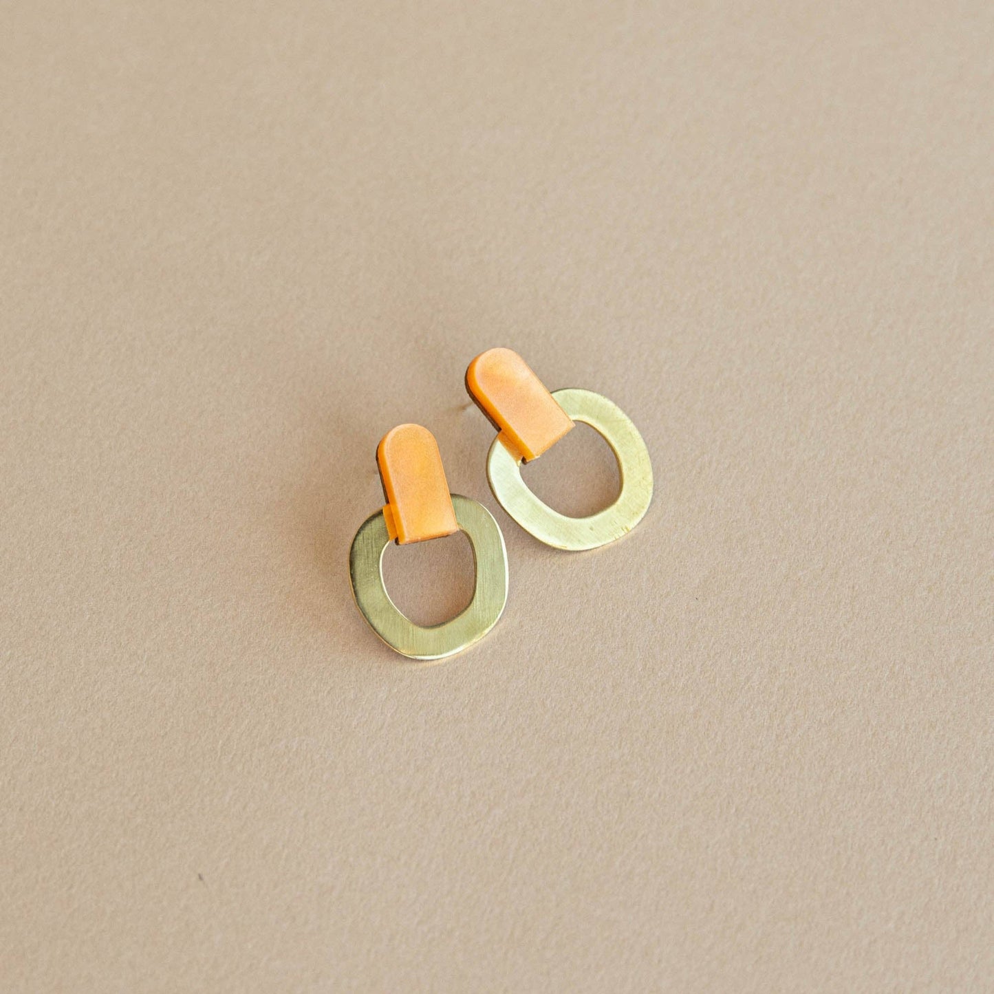 Around Brass Stud Earrings: Green | Handcrafted Sustainable Jewellery