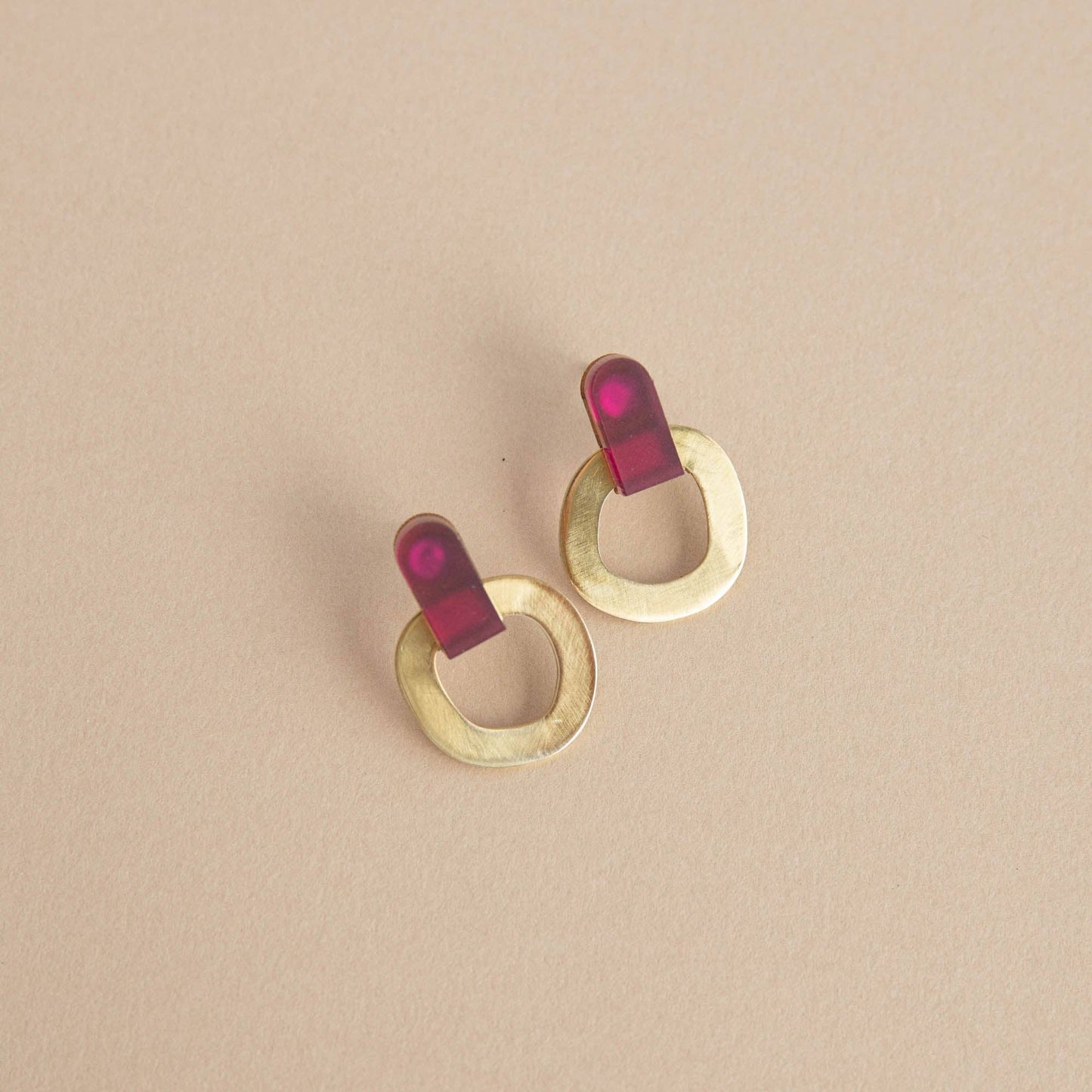 Around Brass Stud Earrings: Green | Handcrafted Sustainable Jewellery