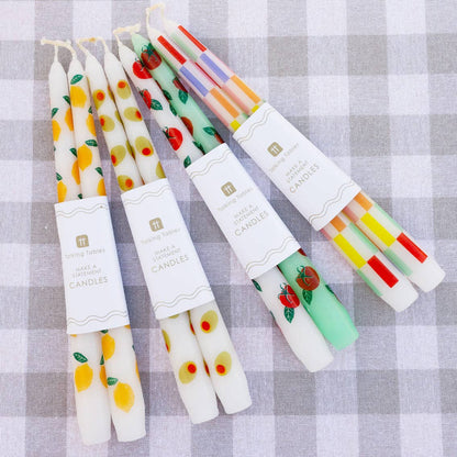 Multi Coloured Chequered Taper Dinner Candles | Chequered Home Decor