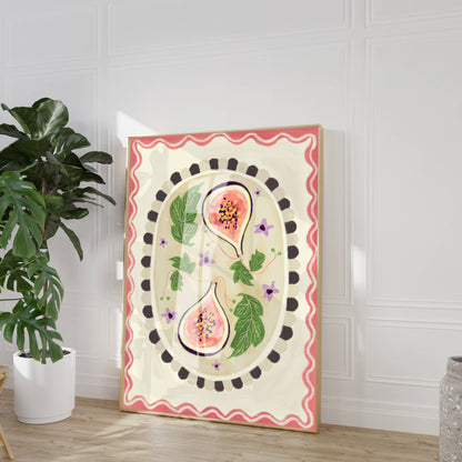 Fig with border Art print | Fruit home decor