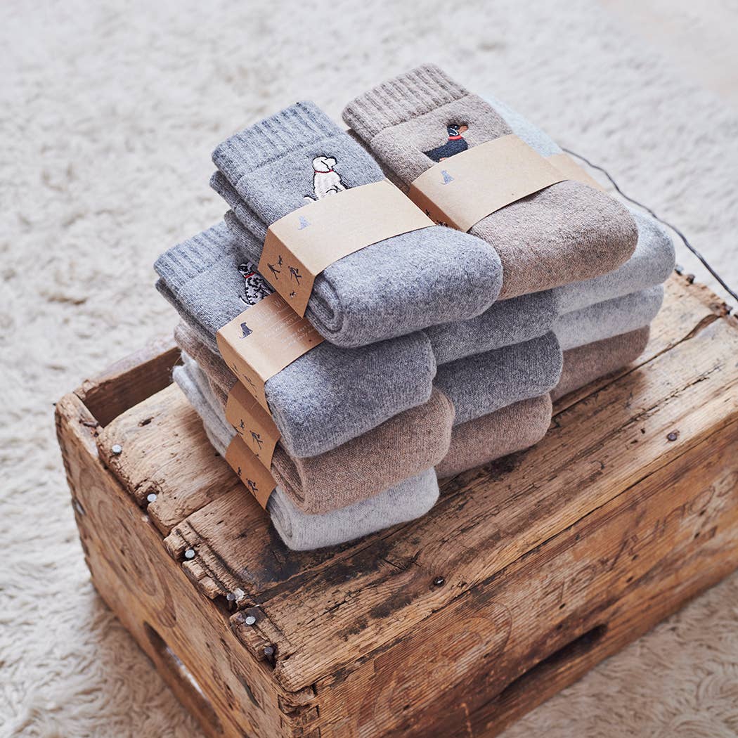 Countryside 4x4 Wool Socks | Embroidered Countryside Lover Gift