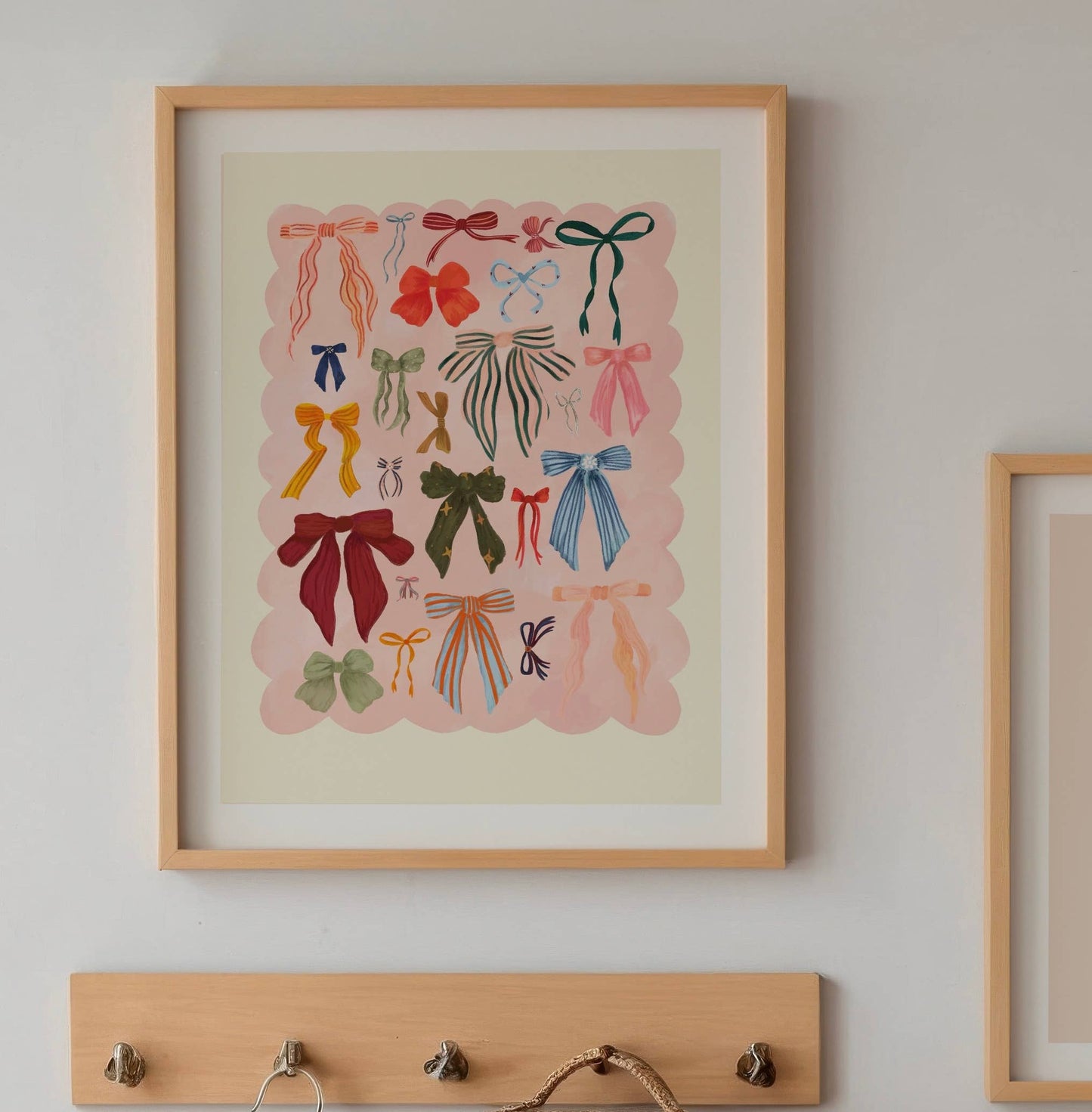 Colourful Bows Hand-Drawn Art Print | Pretty Wall art