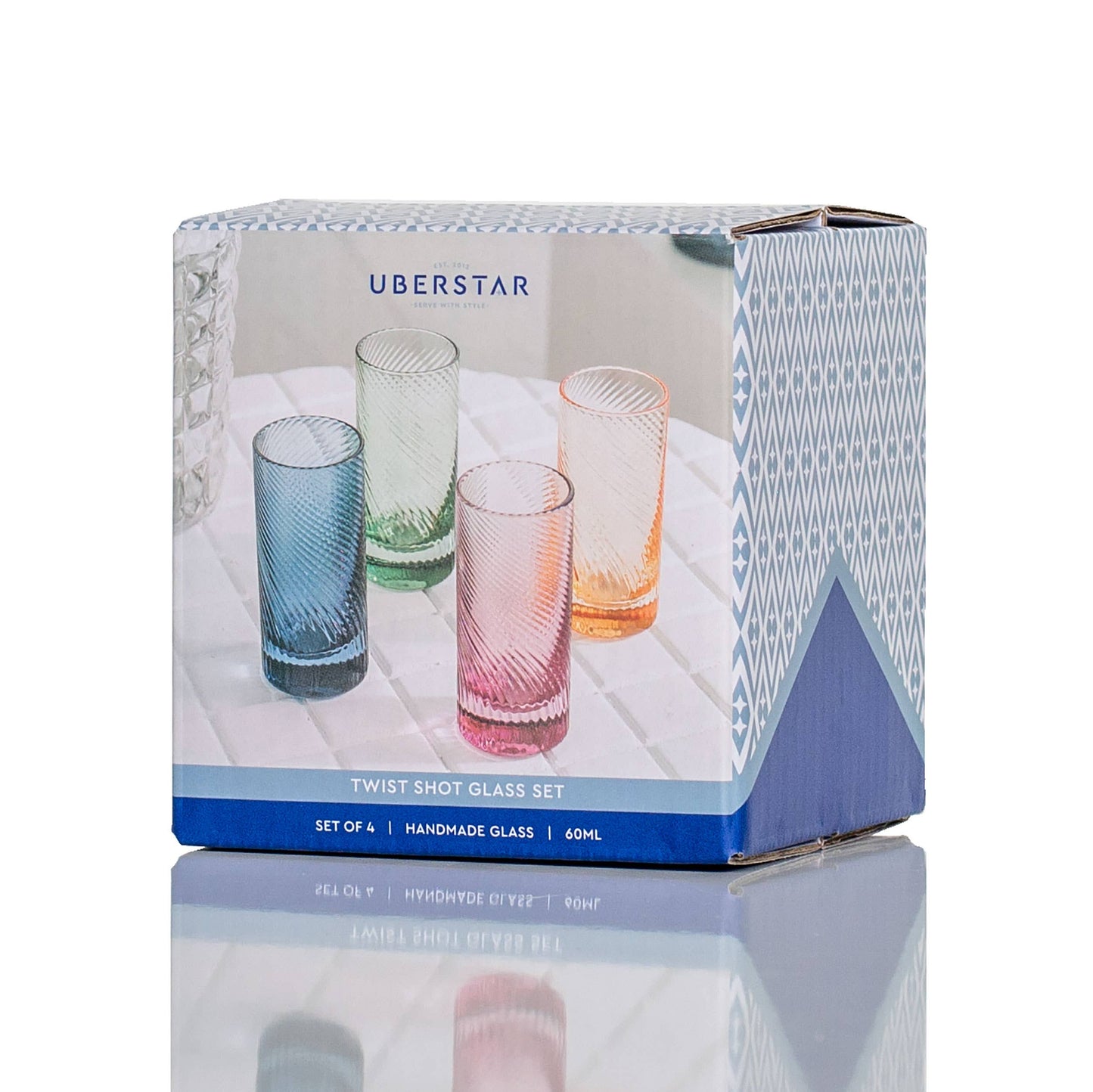 Twist Coloured Shot Glasses Set of 4 | Colourful Birthday Gift