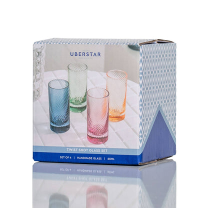 Twist Coloured Shot Glasses Set of 4 | Colourful Birthday Gift