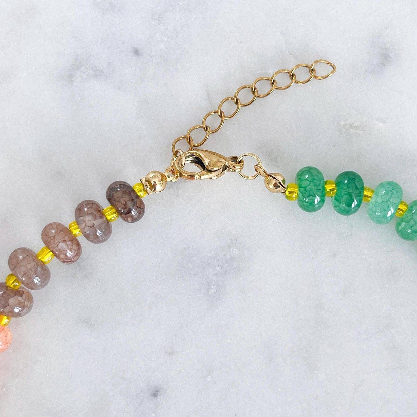 Colourful Bead Necklace in Rose | Waterproof Handmade Jewellery