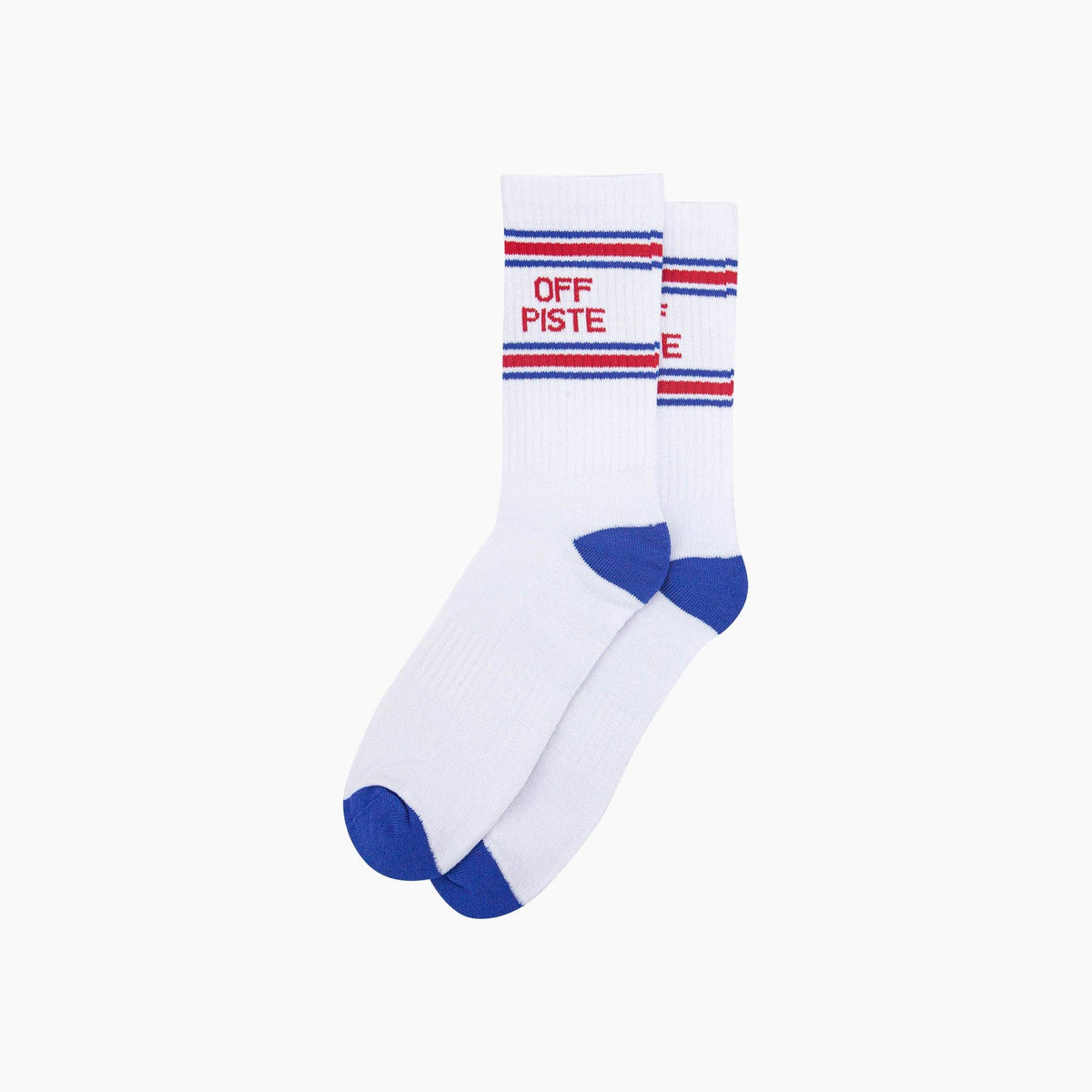 Off Piste Organic Cotton Sports Socks in White & Royal Blue | Funny Socks for Men