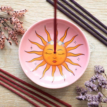 Sun Tarot Incense Stick Holder | Ceramic Incense Dish & Trinket Tray