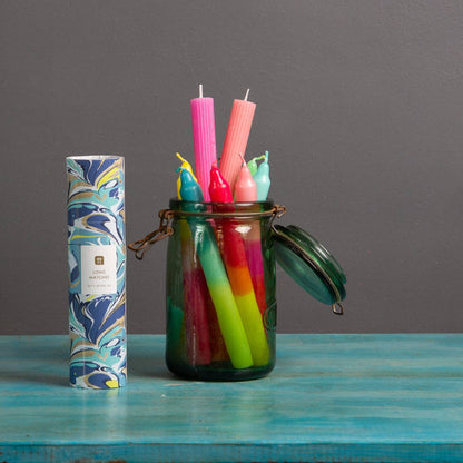 Luxury Long Matches in a Decorative Marble Effect Tube | Pink or Blue