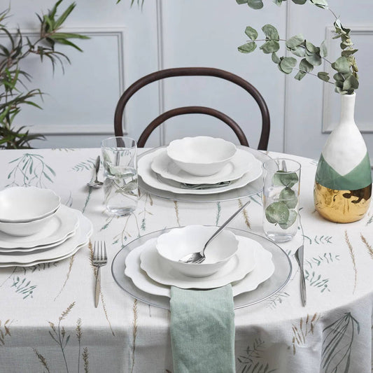 Daisy 12-Piece Bone China Dinner Set | White Dinner Set for 4