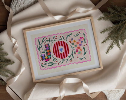 Festive Joy Art Print | A4 Christmas Wall Art