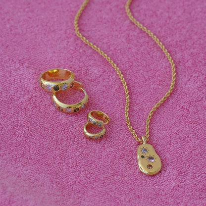 Pastel Stone Chunky Hoop Earrings | Gold-Plated Jewellery