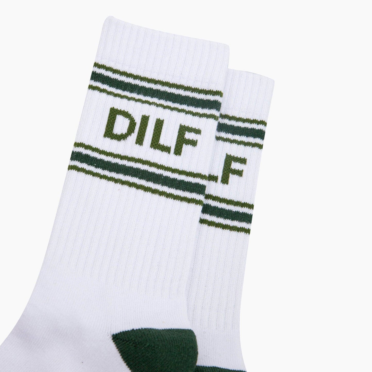 DILF Organic Cotton Sports Socks in White | Funny Socks for Men