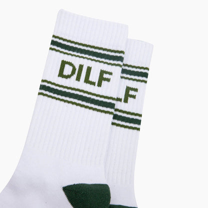 DILF Organic Cotton Sports Socks in White | Funny Socks for Men