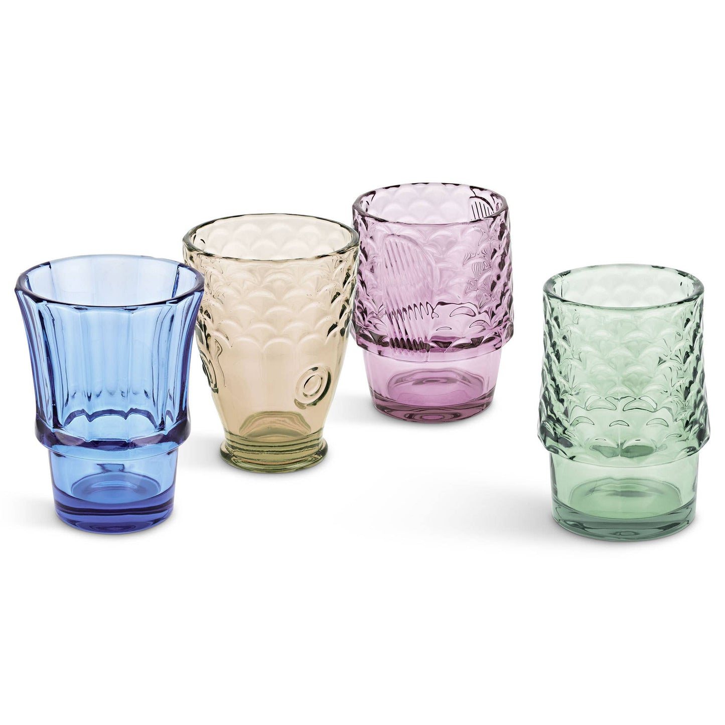 Rainbow Fish Stacking Glasses | Set of 4 Ombre Drinking Tumblers