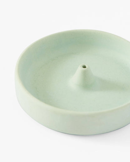 Green Round Concrete Incense Holder | Minimalist Incense Holder