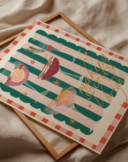 Making Spirits Bright Christmas Wall Art | Festive Cocktail Print