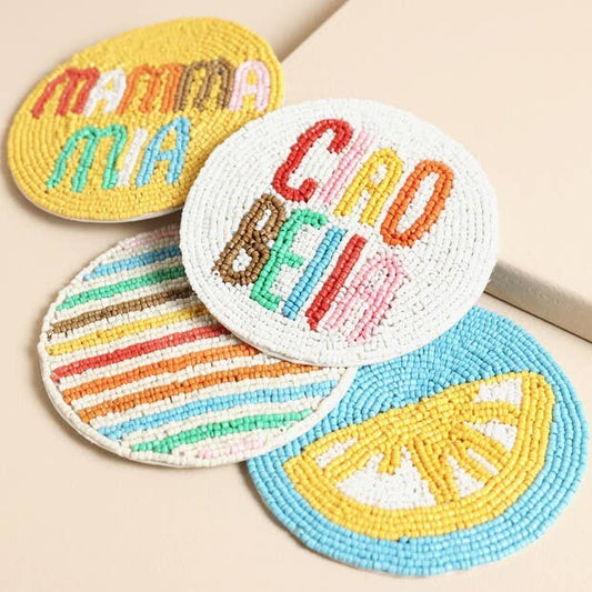 Ciao Bella Beaded Coaster Set | Colourful Glass Coasters