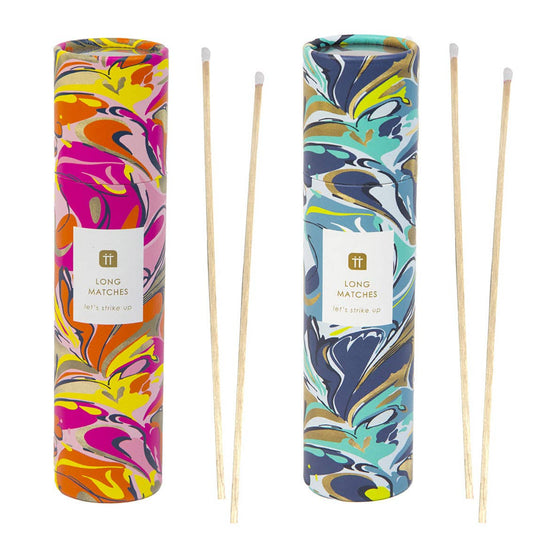 Luxury Long Matches in a Decorative Marble Effect Tube | Pink or Blue