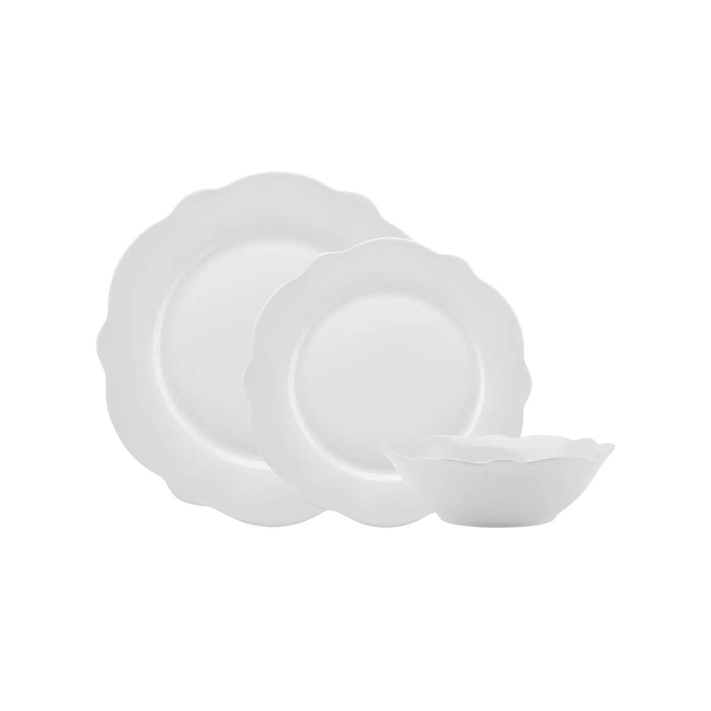 Daisy 12-Piece Bone China Dinner Set | White Dinner Set for 4