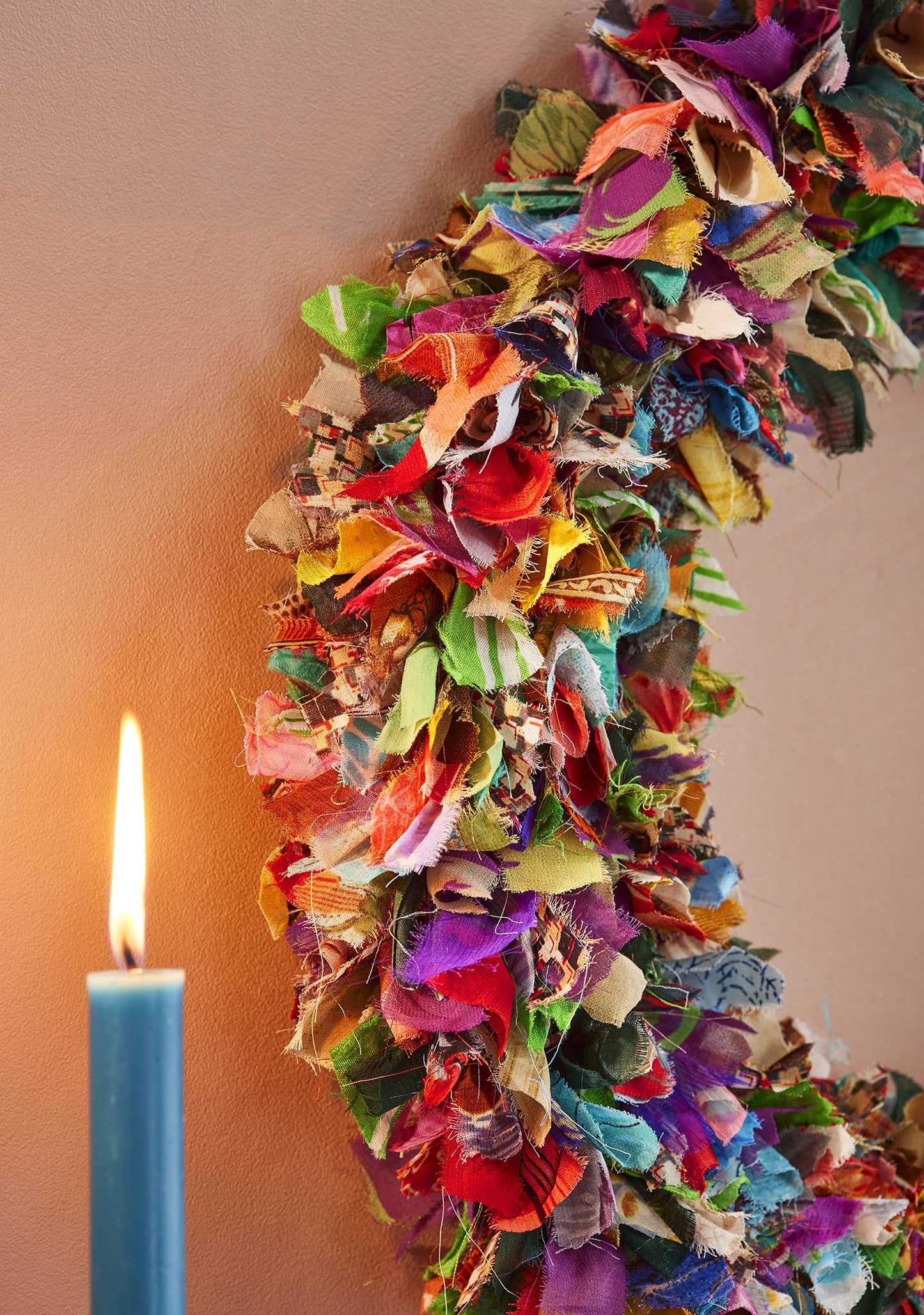 Recycled Sari Wreath Multicolour – Large | Sustainable Handmade Home Décor