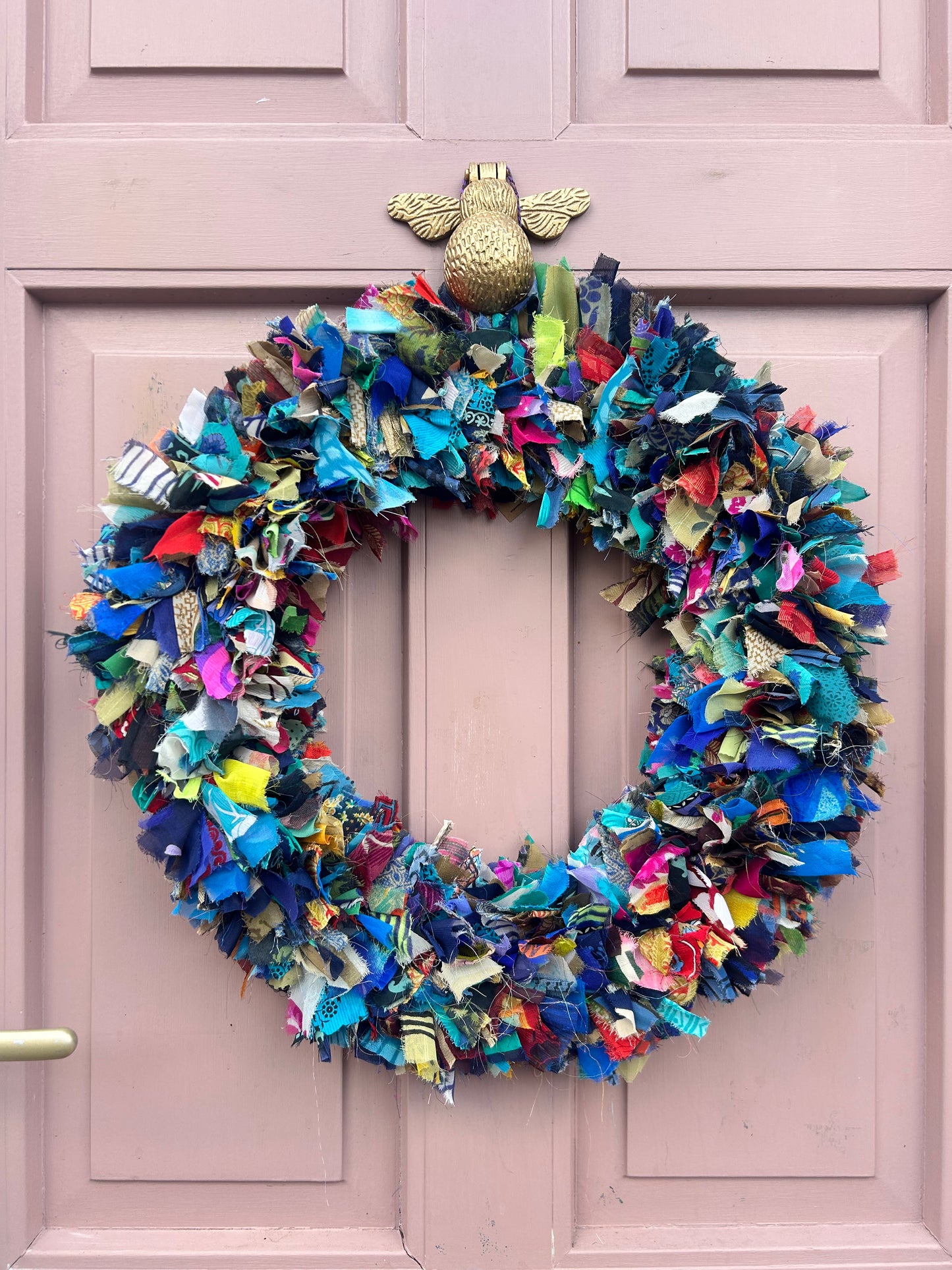 Recycled Sari Wreath in Multicolour Large | Handmade Sustainable Wreath