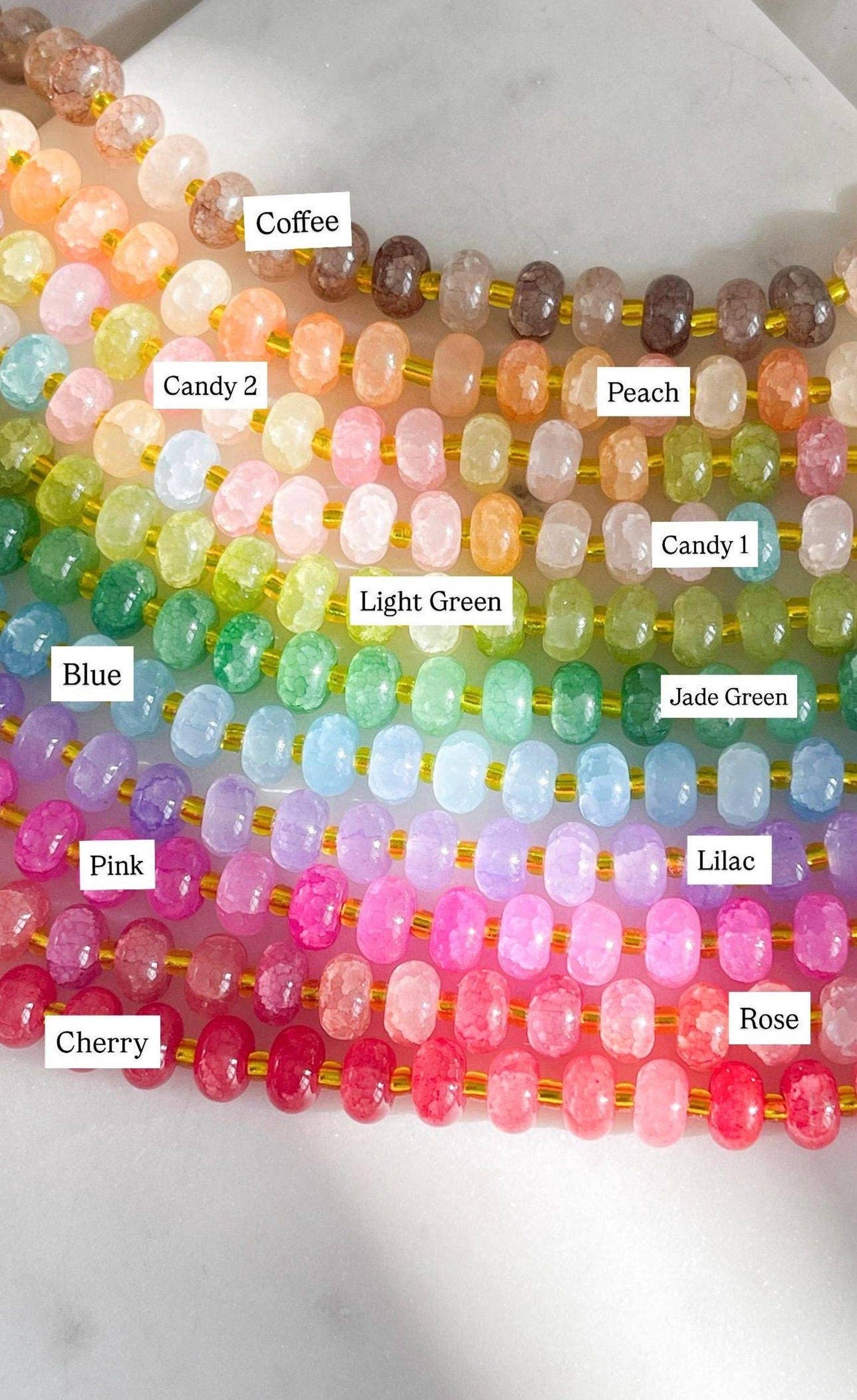 Colourful Bead Necklace in Rose | Waterproof Handmade Jewellery