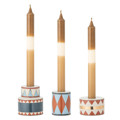 Bitja Candle Holders | Set of 3 Stoneware Drum-Shaped Candle Holders