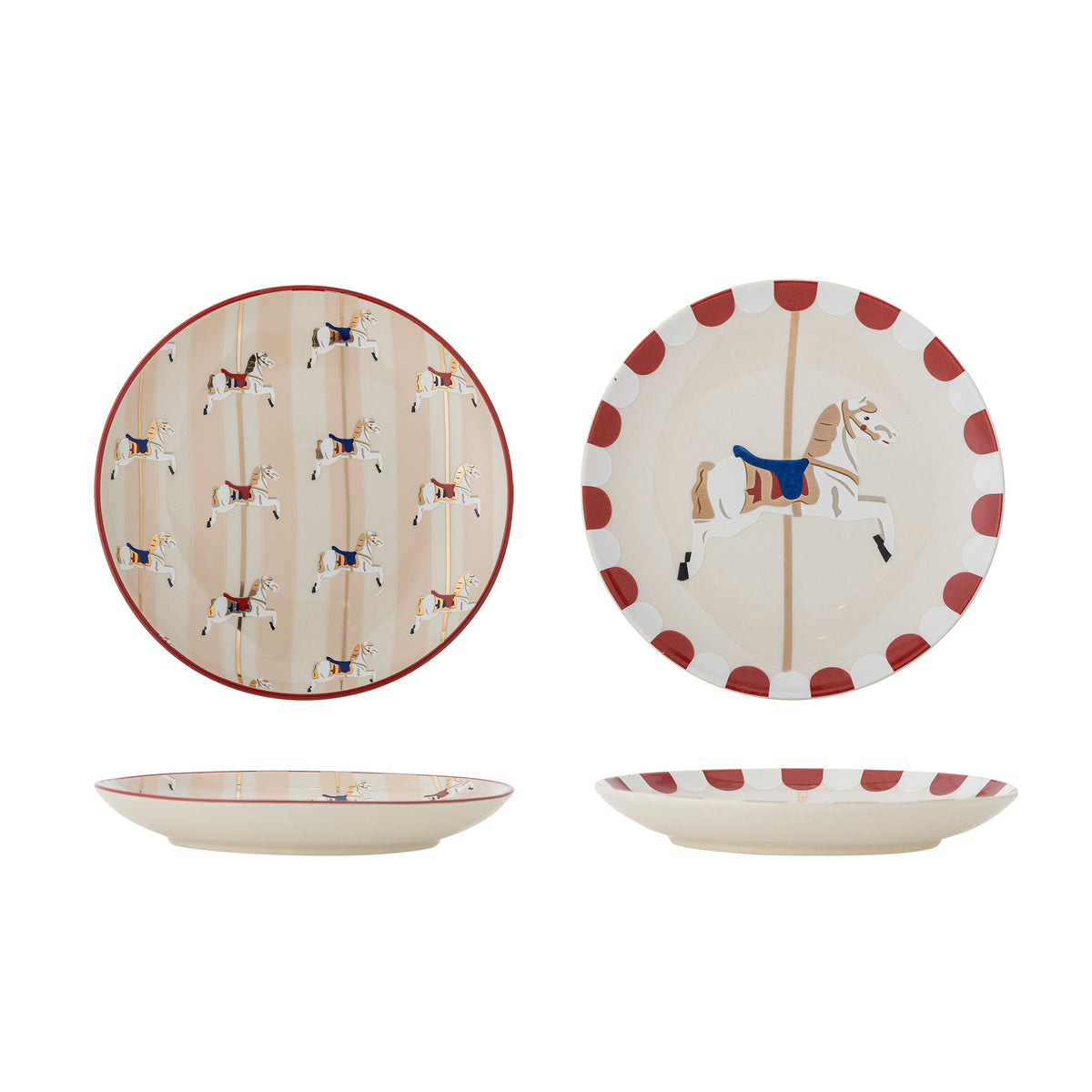 Bloomingville Merry-go-round Plate Set of 2 | Hand-Painted Stoneware Plates