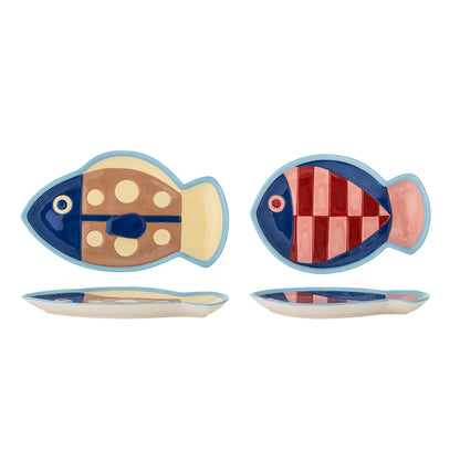 Bloomingville Willy Fish Plate Set of 2 | Stoneware Fish Shaped Plates