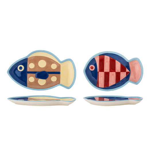 Bloomingville Willy Fish Plate Set of 2 | Stoneware Fish Shaped Plates