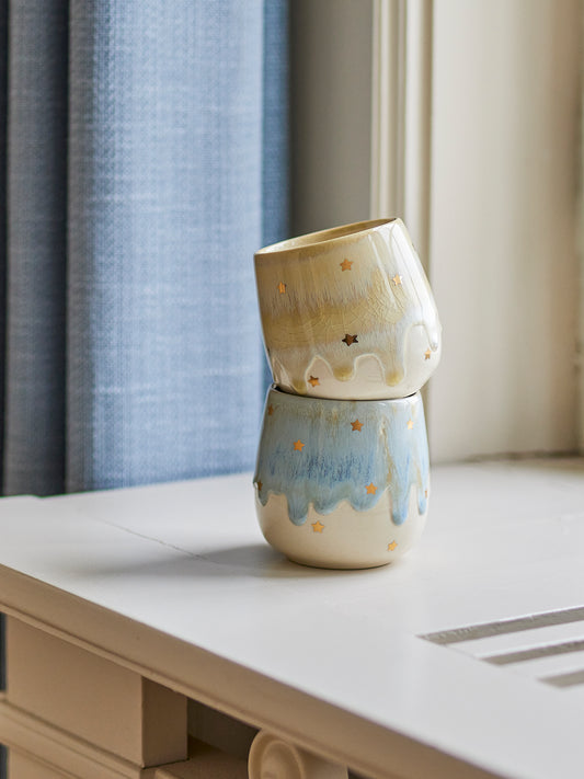 Star Dip Glaze Stoneware Cups Set of 2 | Multicolour Espresso Cup