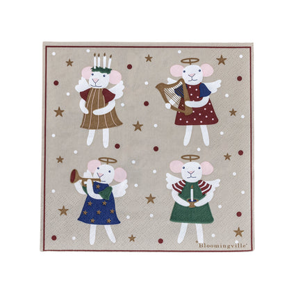 Bloomingville Mouse Peo Paper Napkins Pack of 20 | FSC® Mix Multicolour Napkins