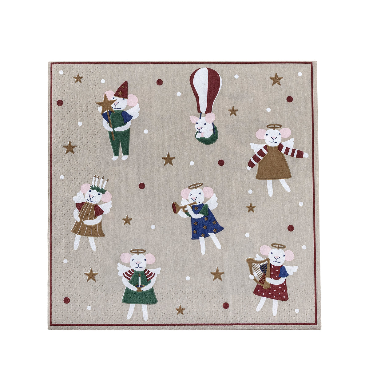Bloomingville Mouse Peo Paper Napkins Pack of 20 | FSC® Mix Multicolour Napkins